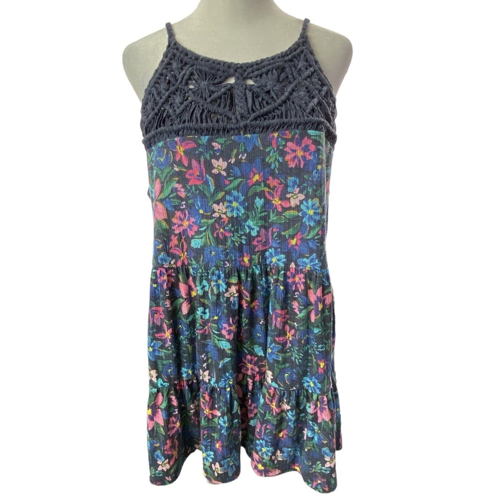 TORRID‎ Women Crochet Accent Floral Sleeveless Blouse Sz 2X Blue Boho 60-14